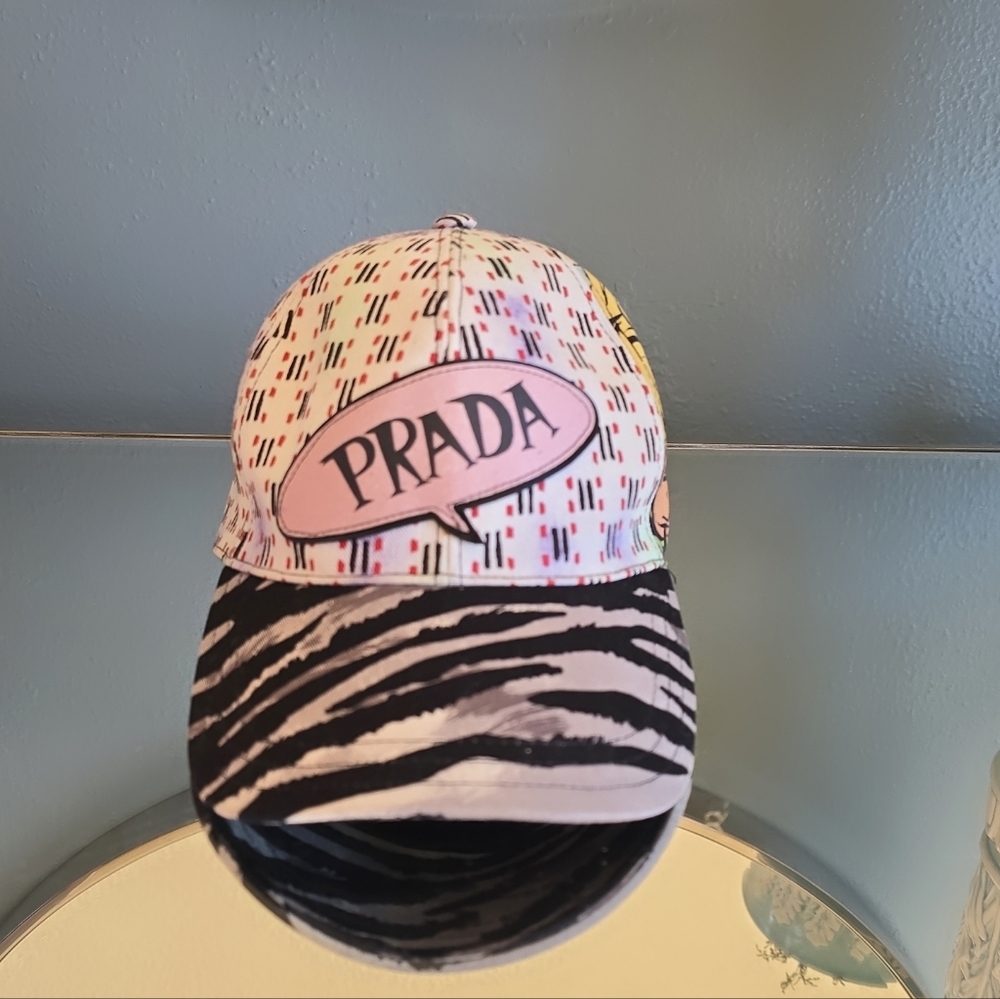 Prada Graphic Print Cap